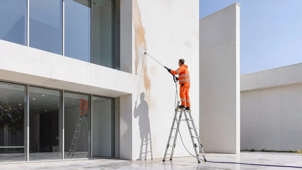Commercial building interior with professional paint application, showcasing high-quality commercial painting services